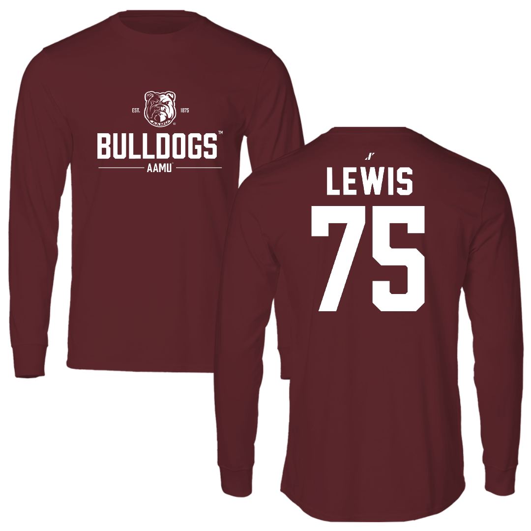 Alabama A&M University Football Maroon General Performance Long Sleeve - #75 Ramier Lewis