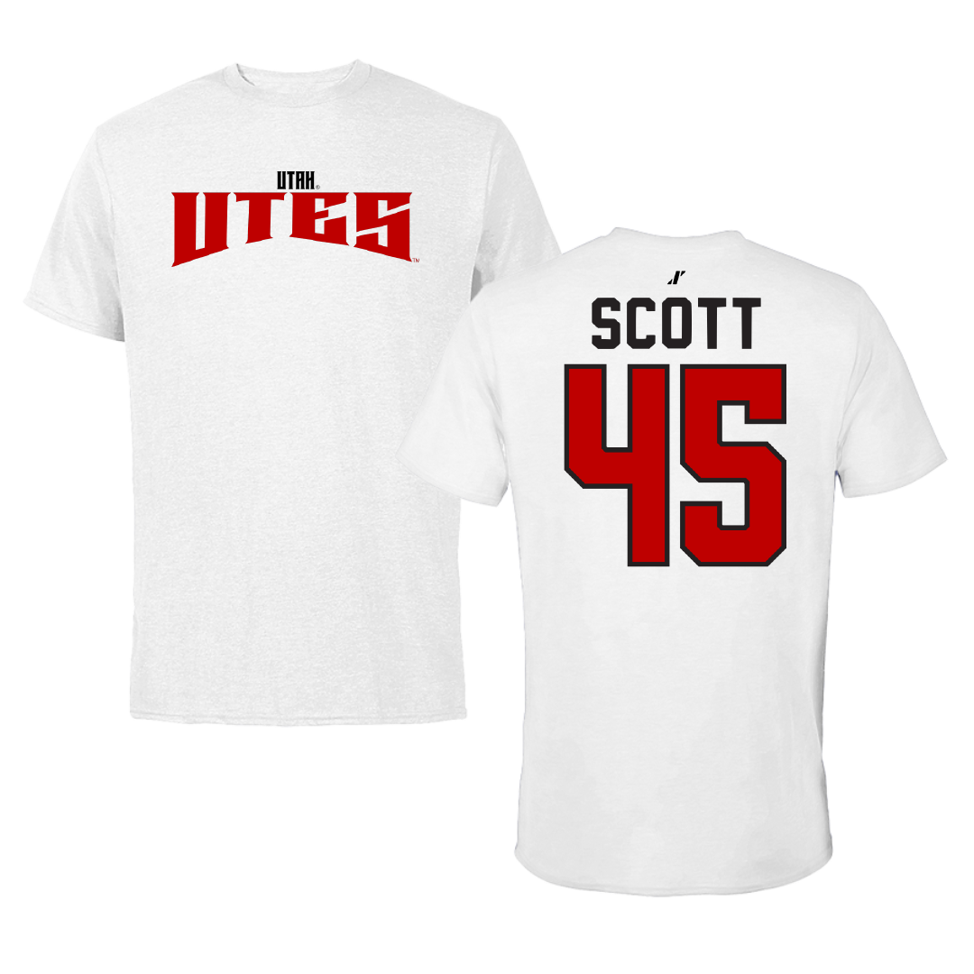University of Utah Baseball White Classic Performance Tee - #45 Griffin Scott