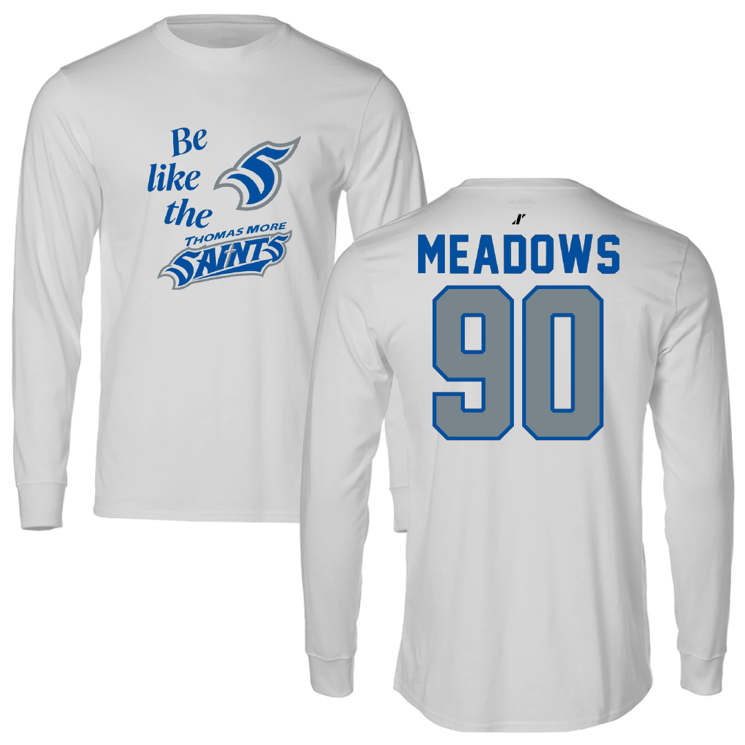 Thomas More University Football Light Gray Be Like Us Long Sleeve - #90 Tahj Meadows