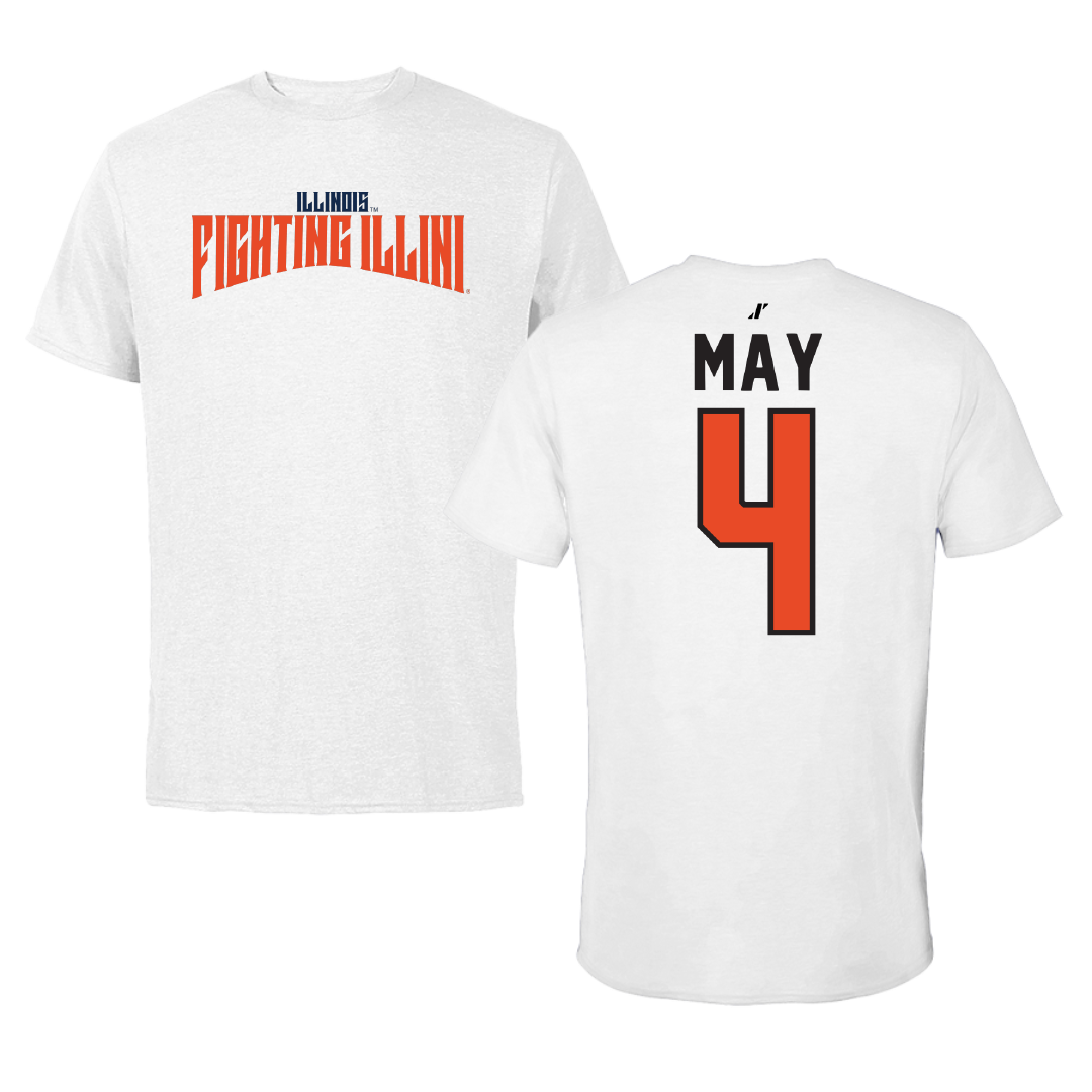 University of Illinois Volleyball White Classic Performance Tee - #4 Bianca May