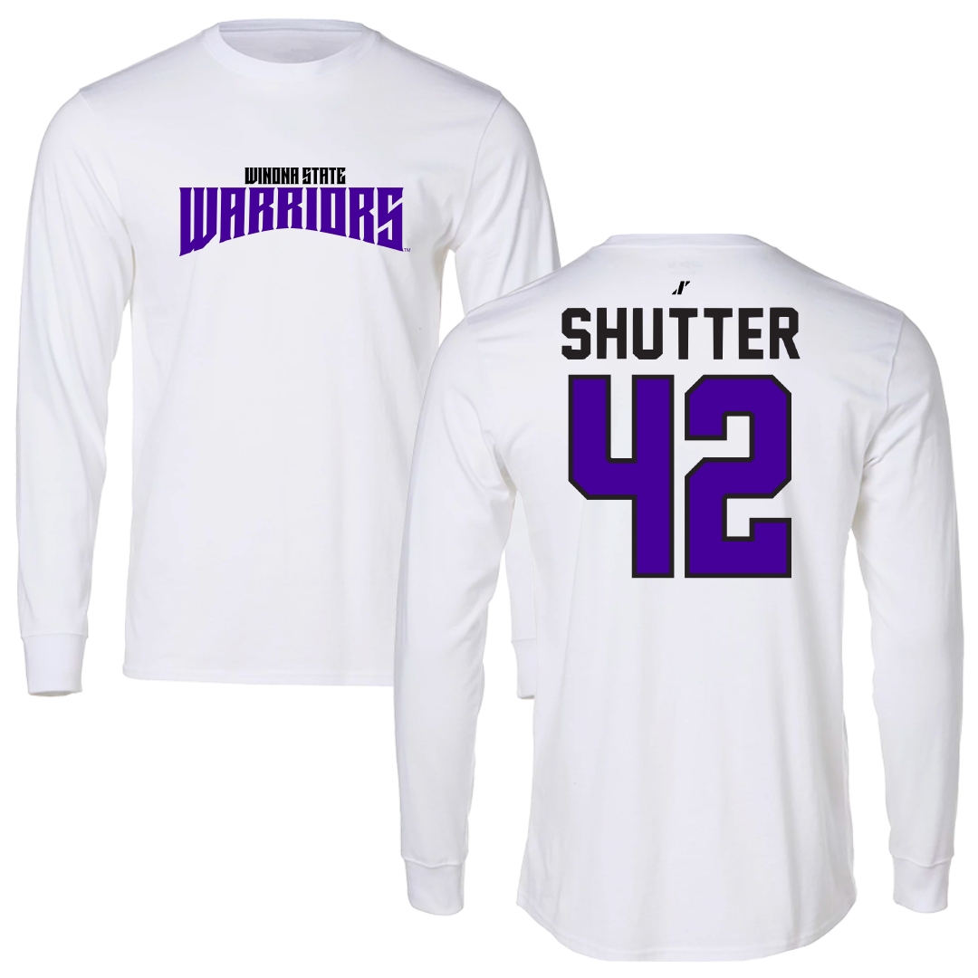 Winona State University Football White Classic Performance Long Sleeve - #42 Sam Shutter