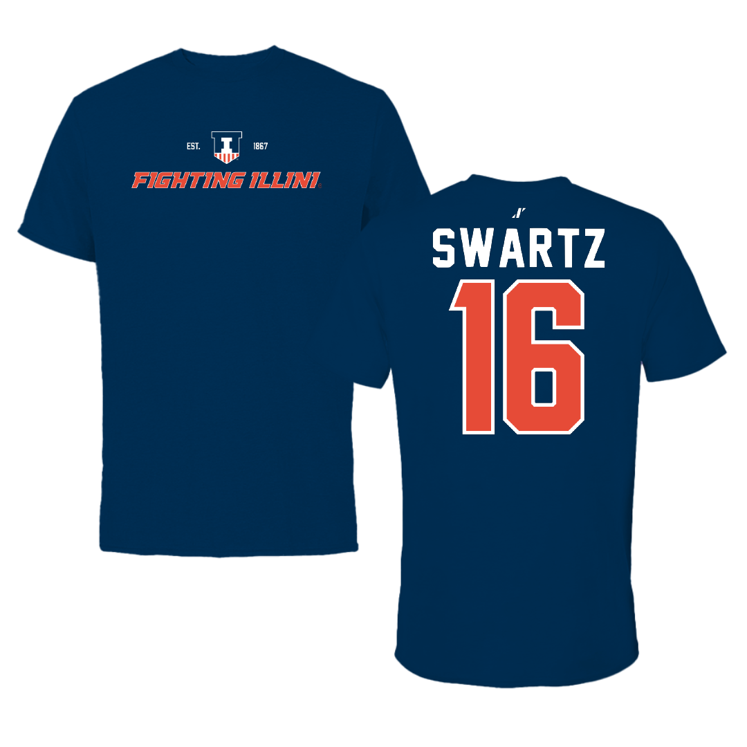 University of Illinois Baseball Navy General Performance Tee - #16 Jake Swartz