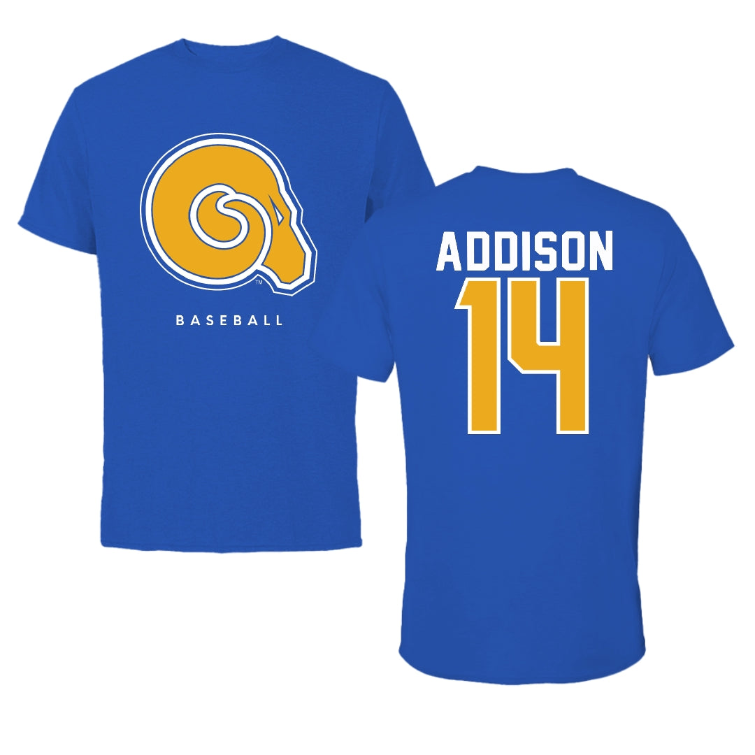 Albany State University Baseball Blue Tee - #14 Luke Addison