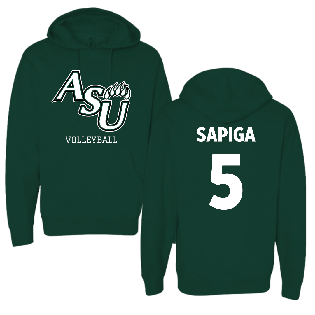 Adams State University Volleyball Forest Green Block Hoodie - #5 Shae Sapiga