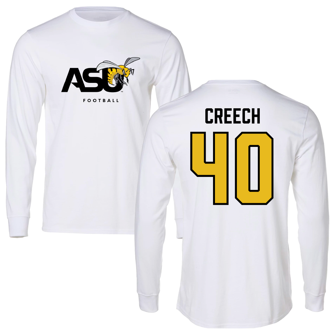 Alabama State University Football White Long Sleeve - #40 Dylan Creech