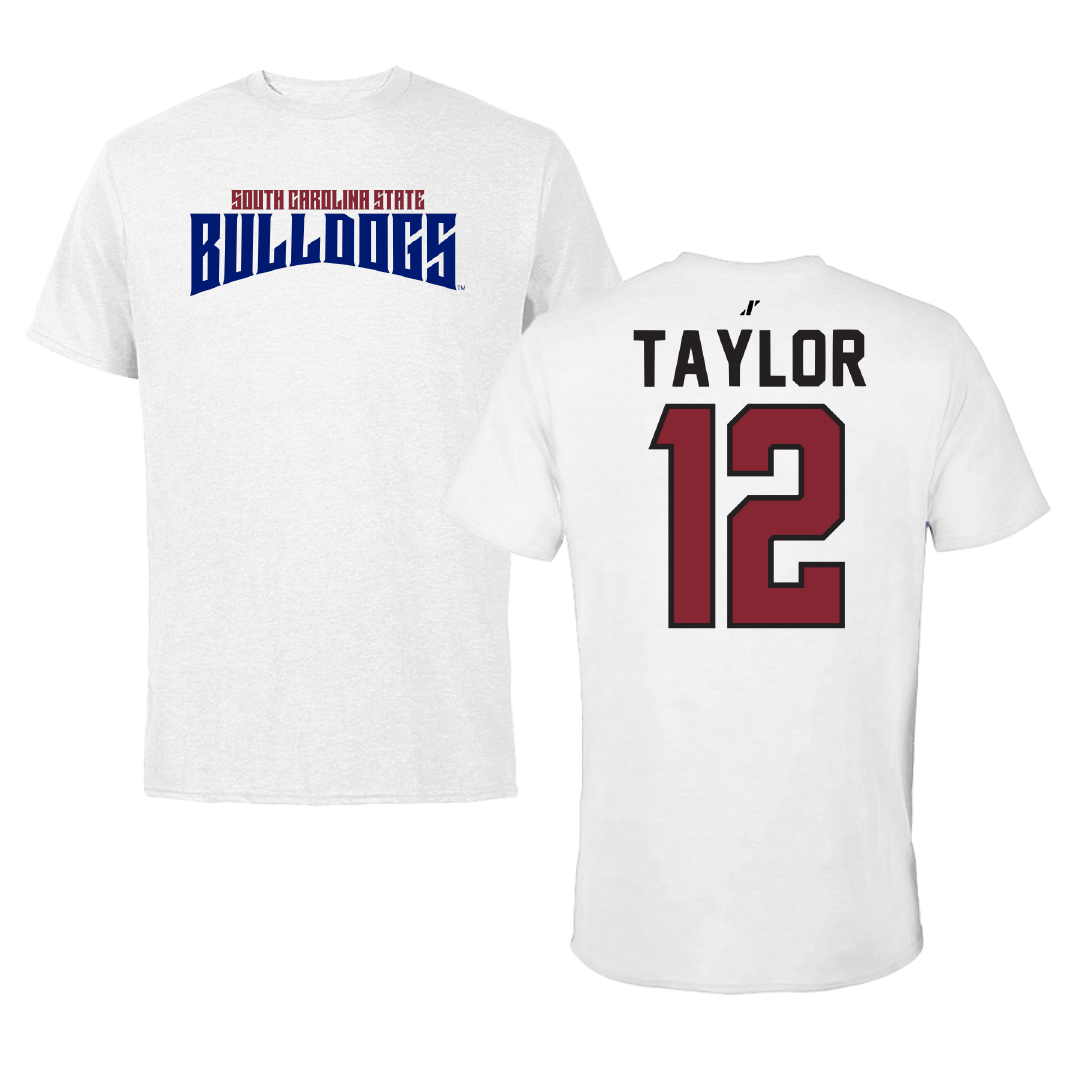 South Carolina State University Basketball White Classic Performance Tee - #12 Mitchell Taylor