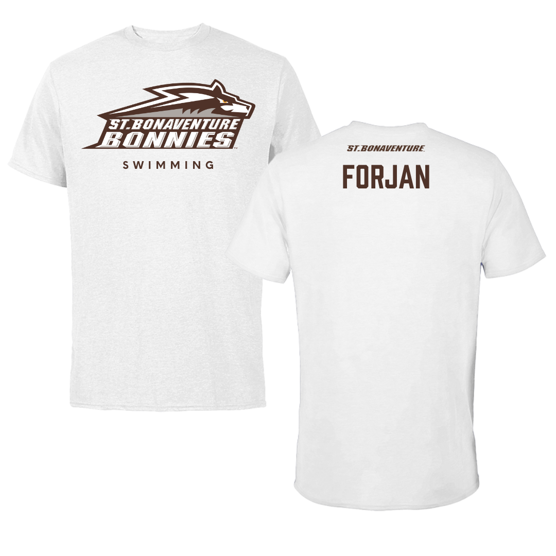 St. Bonaventure University Swimming & Diving White Performance Tee - Anna Forjan