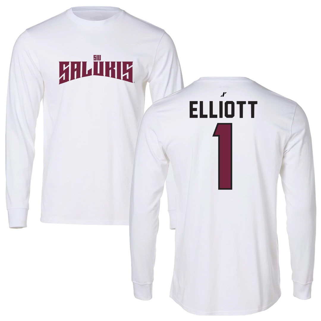 Southern Illinois University at Carbondale Football White Classic Long Sleeve - #1 Romeir Elliott