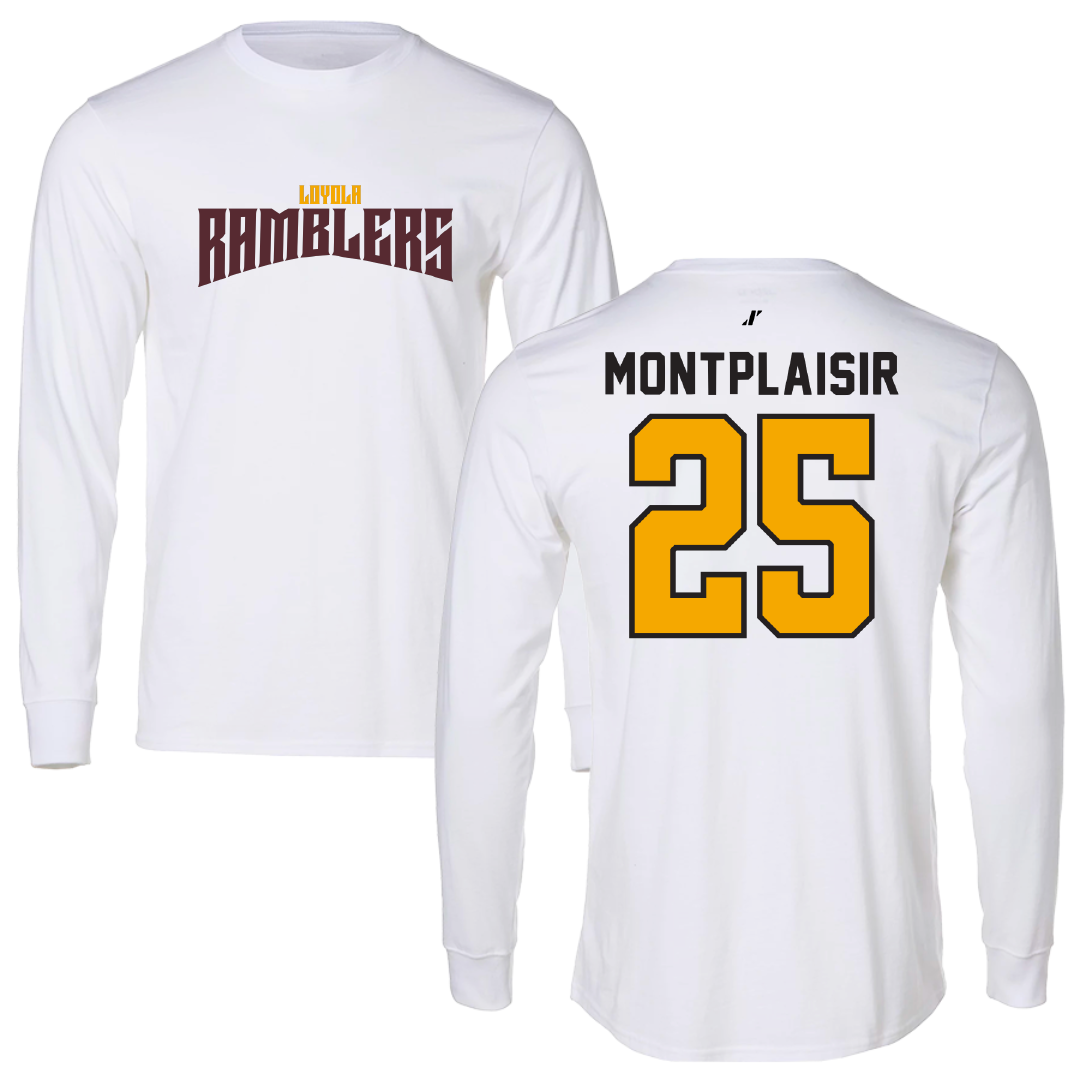 Loyola University-Chicago Volleyball White Classic Performance Long Sleeve - #25 Benjamin Montplaisir