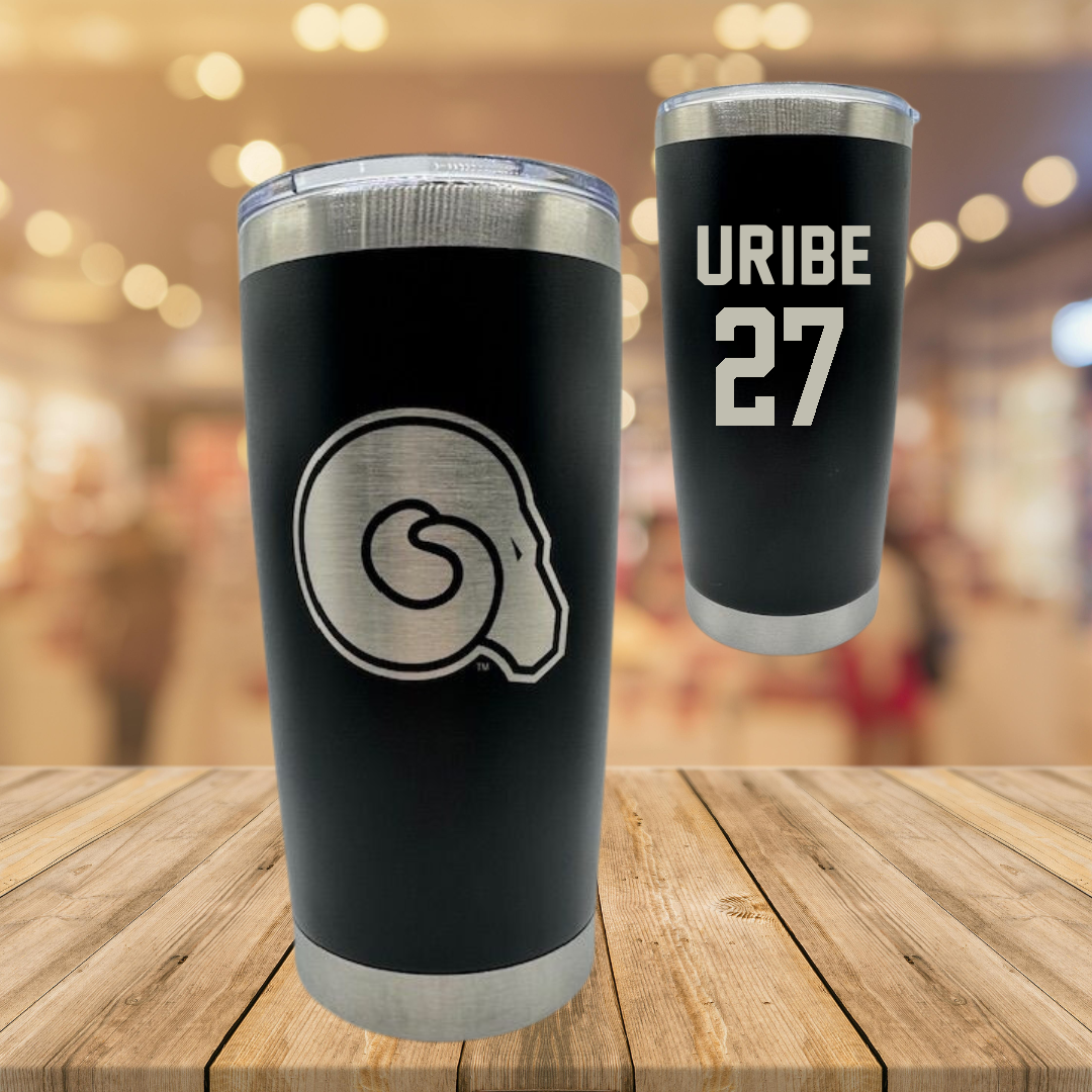 Albany State University Baseball Black Stainless Steel Tumbler - #27 Mylon Uribe