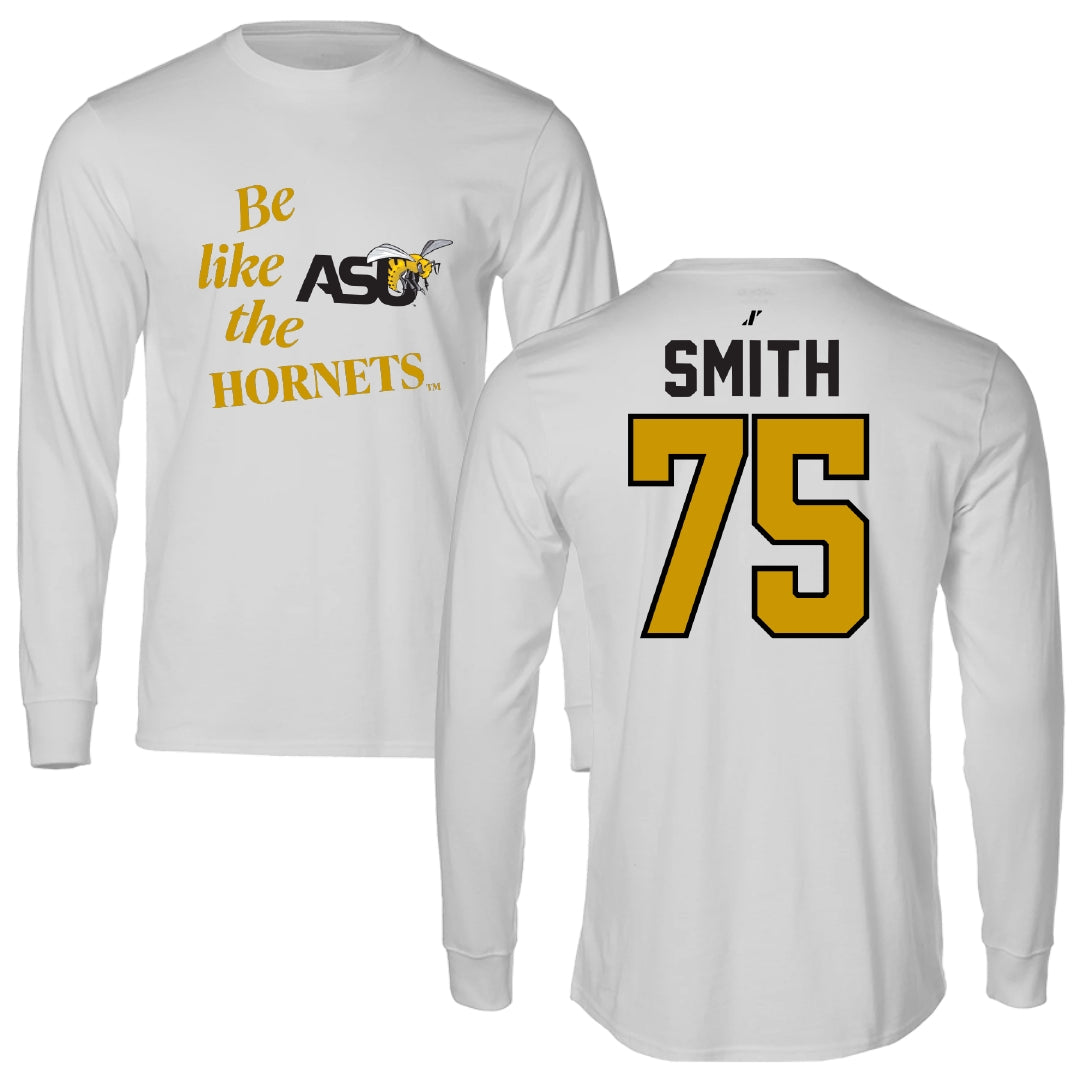 Alabama State University Football Light Gray Be Like Us Performance Long Sleeve - #75 Cameron Smith