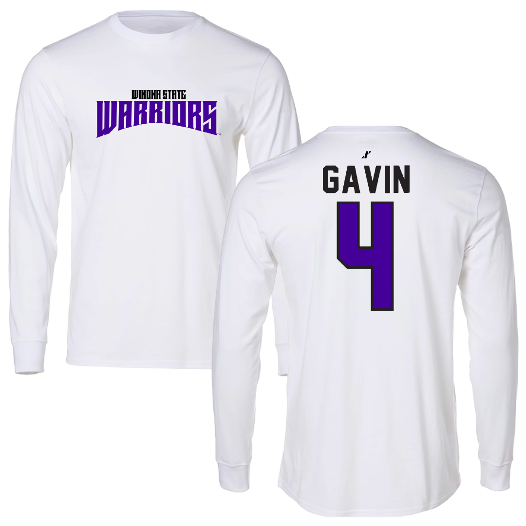 Winona State University Football White Classic Long Sleeve - #4 Ty Gavin