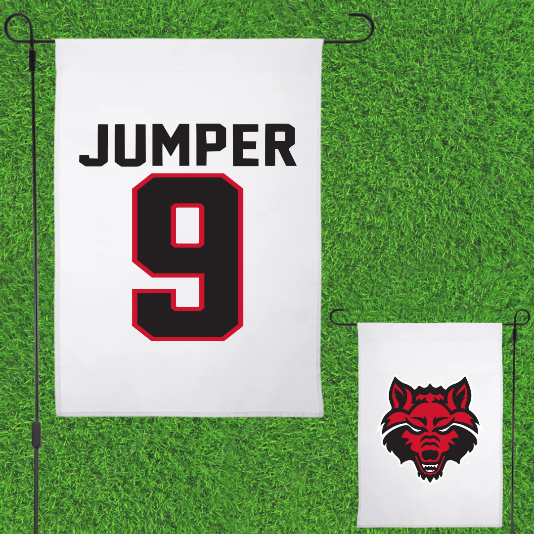 Arkansas State University Baseball White Garden Flag - #9 Cross Jumper