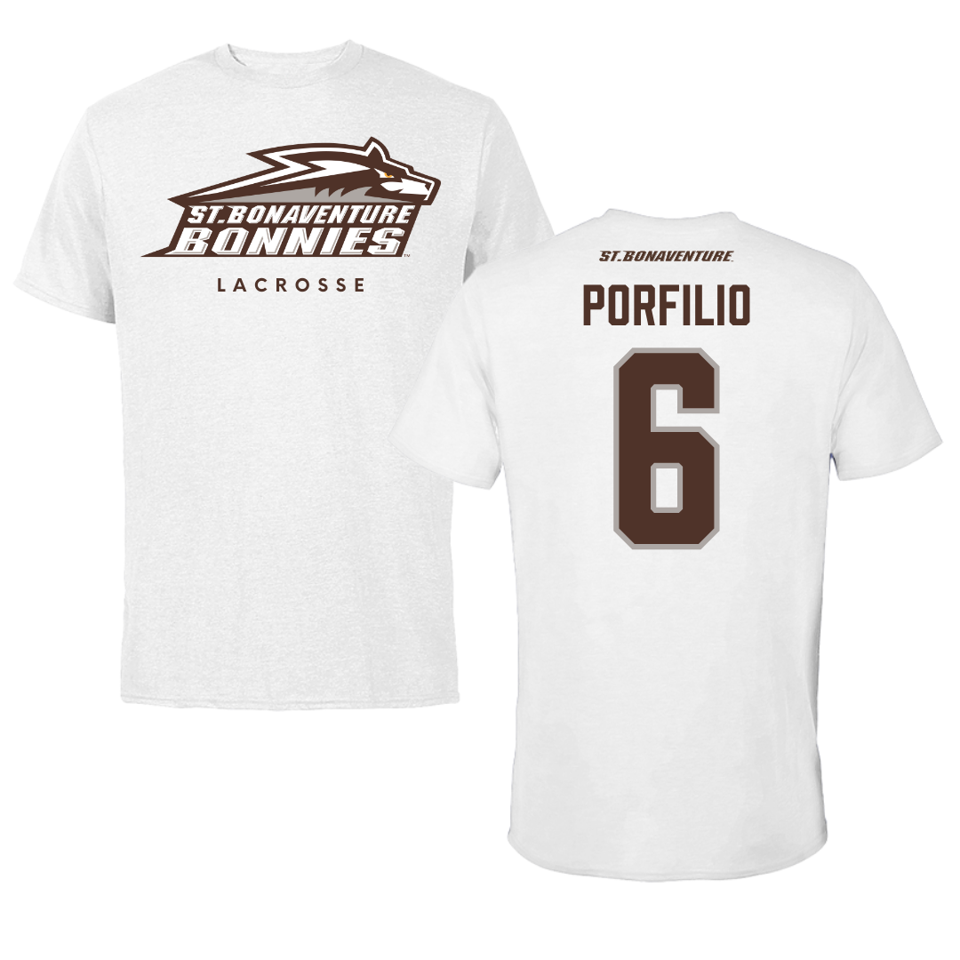St. Bonaventure University Lacrosse White Performance Tee - #6 Nick Porfilio