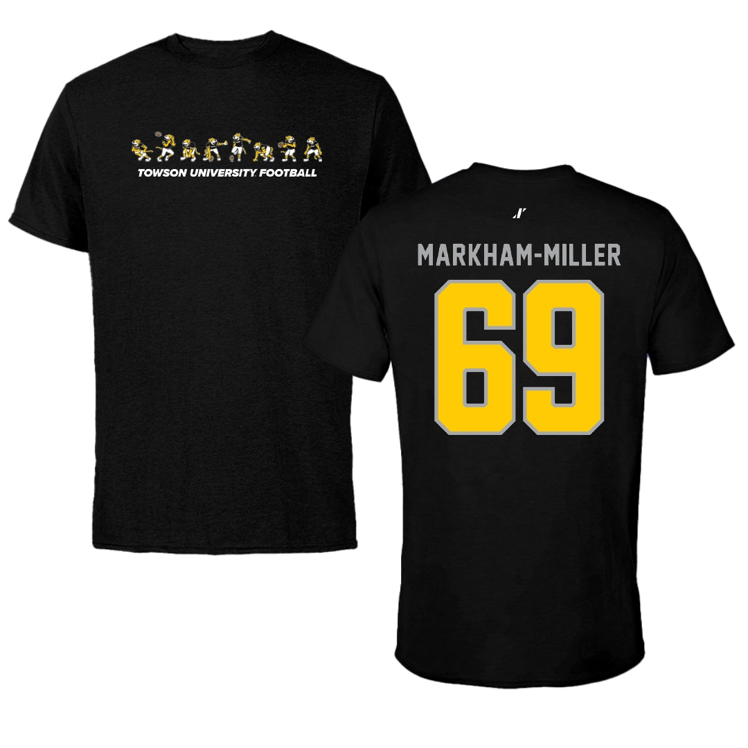 Towson University Football Black Cartoon Doc Team Tee - #69 Ian Markham-Miller