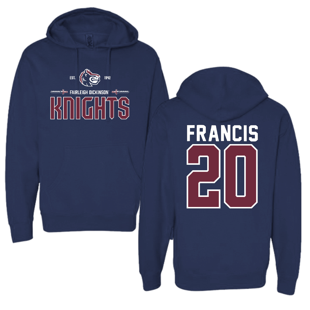 Fairleigh Dickinson University-Metropolitan Campus Basketball Navy General Hoodie - #20 Davin Francis
