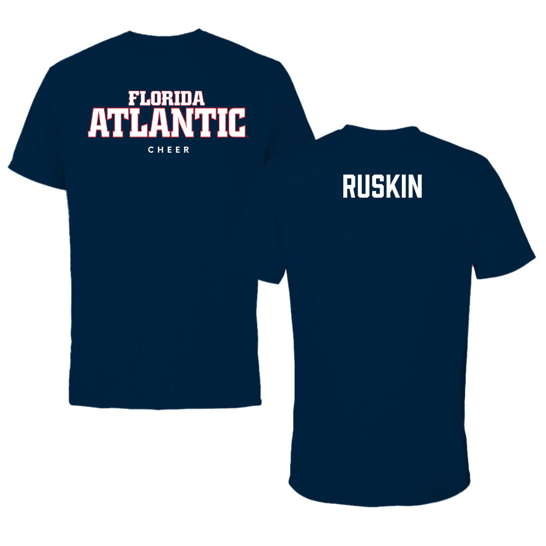 Florida Atlantic University Cheer Navy Block Tee - Karly Ruskin