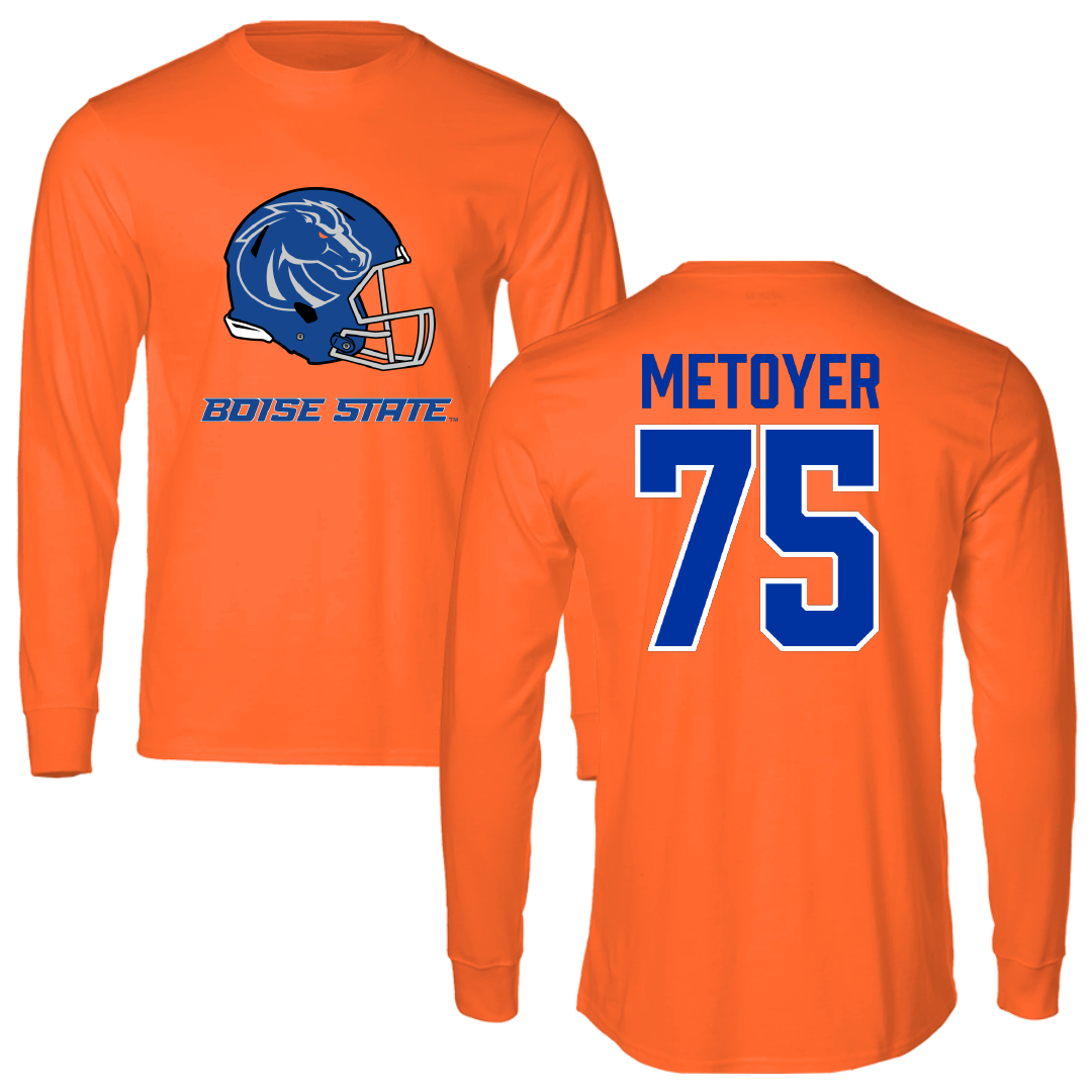 Boise State University Football Orange Performance Long Sleeve - #75 Daylon Metoyer