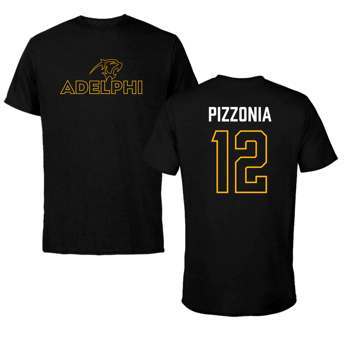 Adelphi University Baseball Black Tee - #12 Greyson Pizzonia