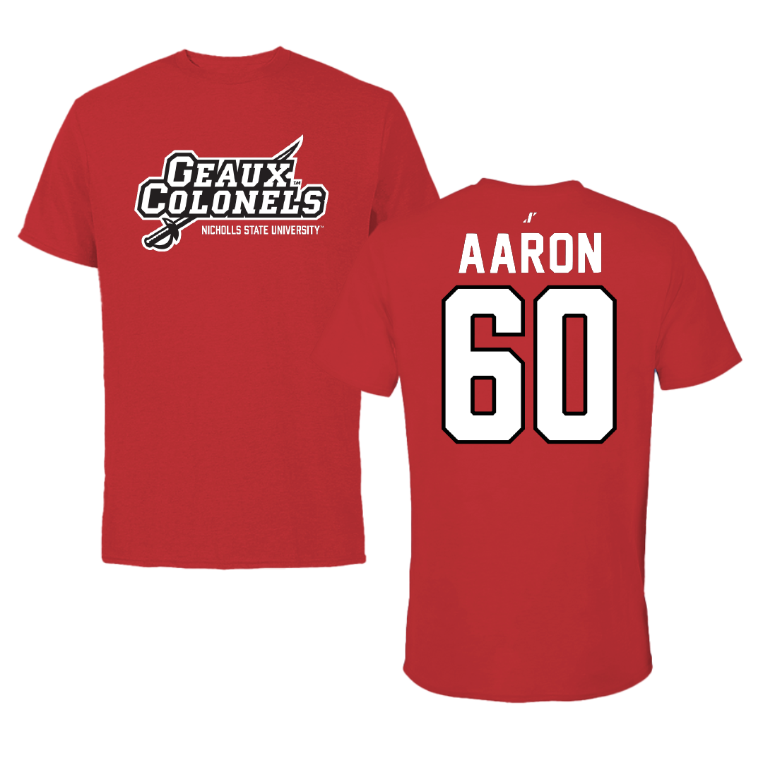 Nicholls State University Football Red General Tee - #60 Jordan Aaron