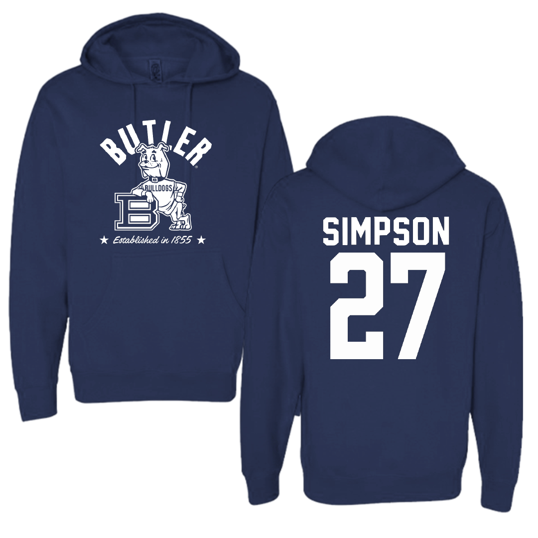 Butler University Baseball Navy General Hoodie - #27 Espn Simpson
