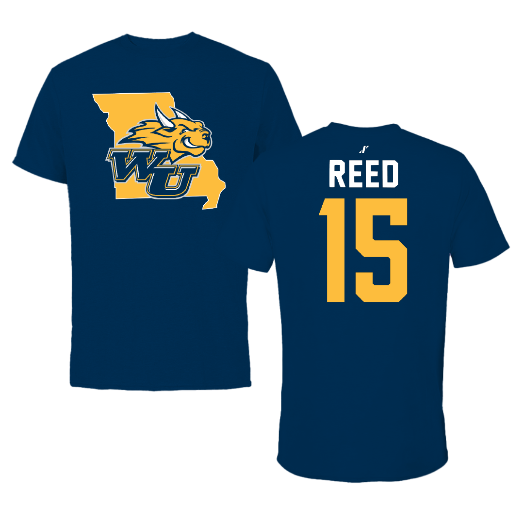 Webster University Basketball Navy State Tee - #15 Sebastian Reed