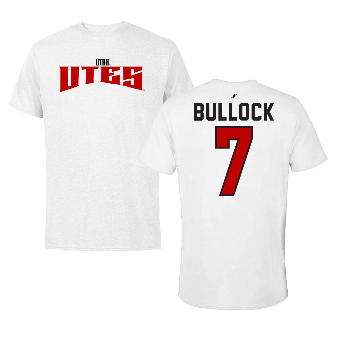 University of Utah Soccer White Classic Performance Tee - #7 Kelly Bullock