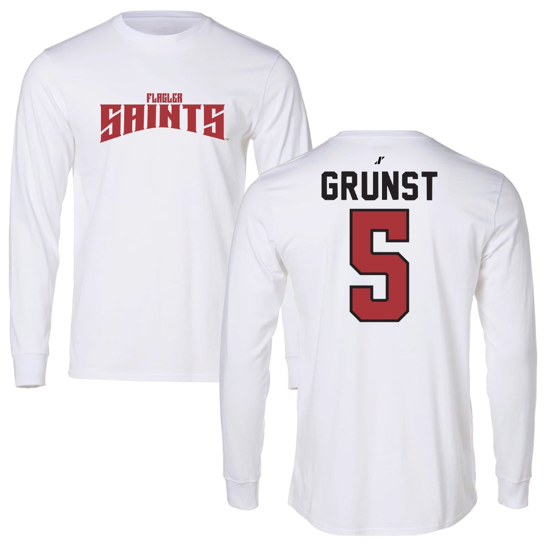 Flagler College Soccer White Classic Long Sleeve - #5 Henley Grunst