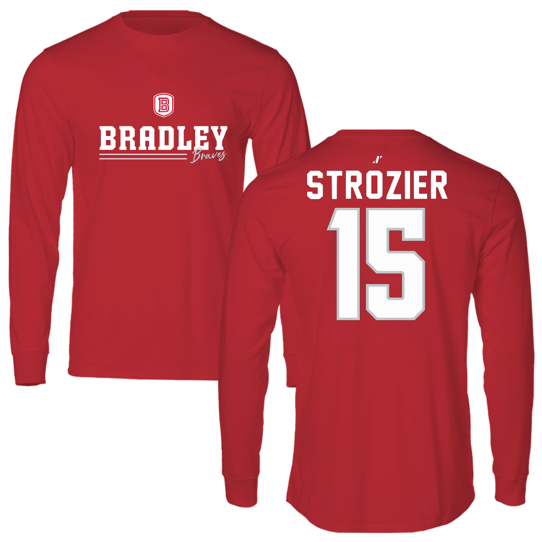 Bradley University Basketball Red General Long Sleeve - #15 Armoni Strozier