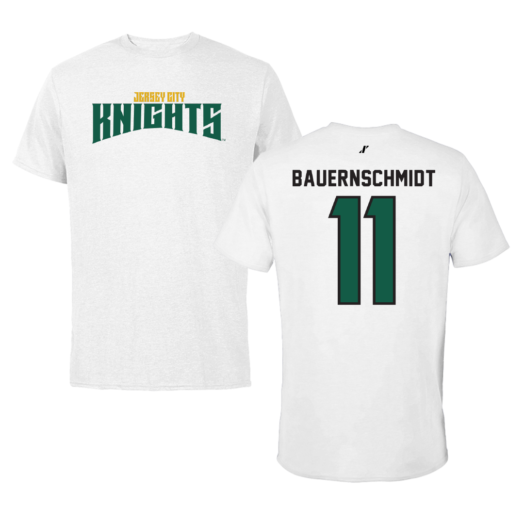 New Jersey City University Baseball White Classic Tee - #11 Derek Bauernschmidt