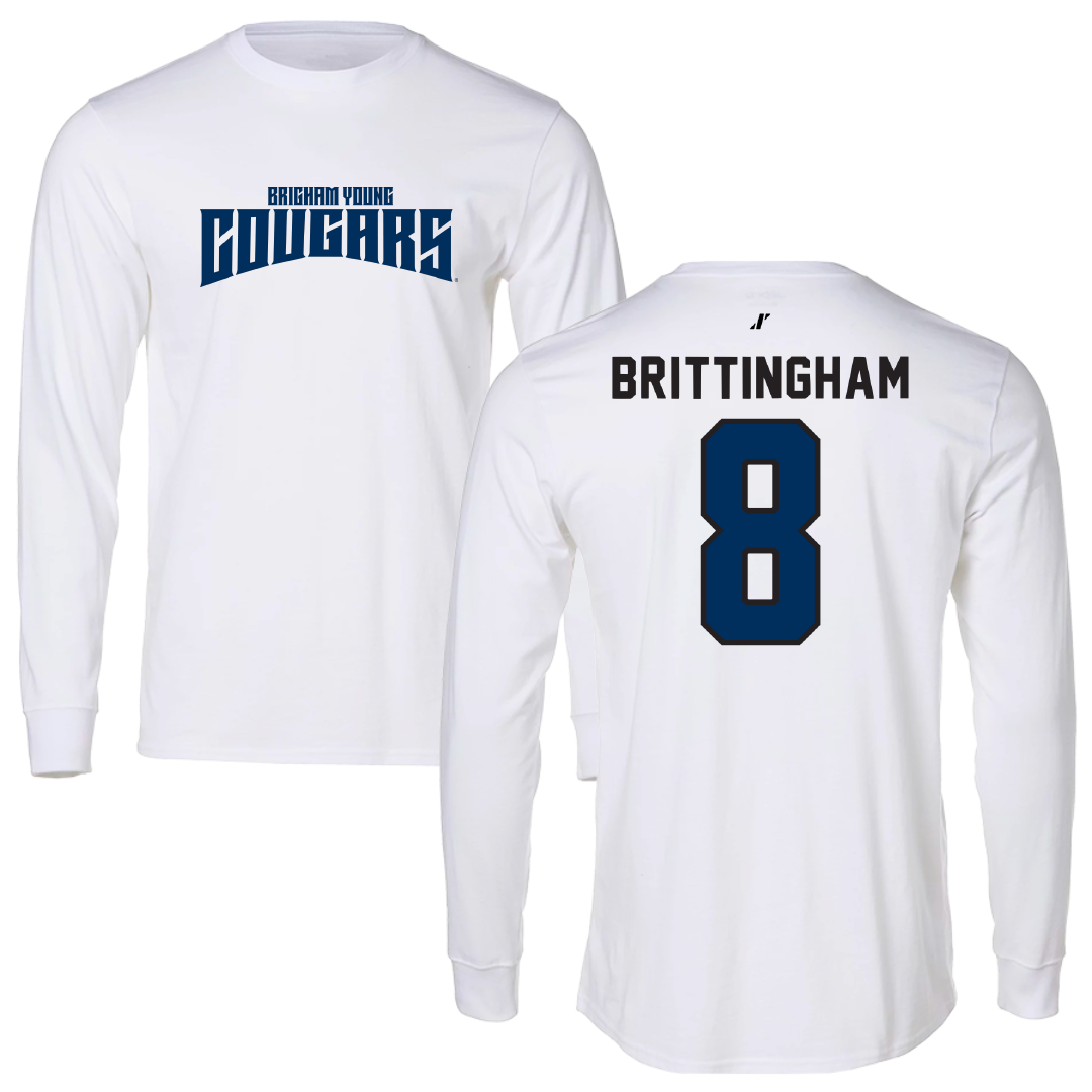 Brigham Young University Softball White Classic Performance Long Sleeve - #8 Ilovea Brittingham