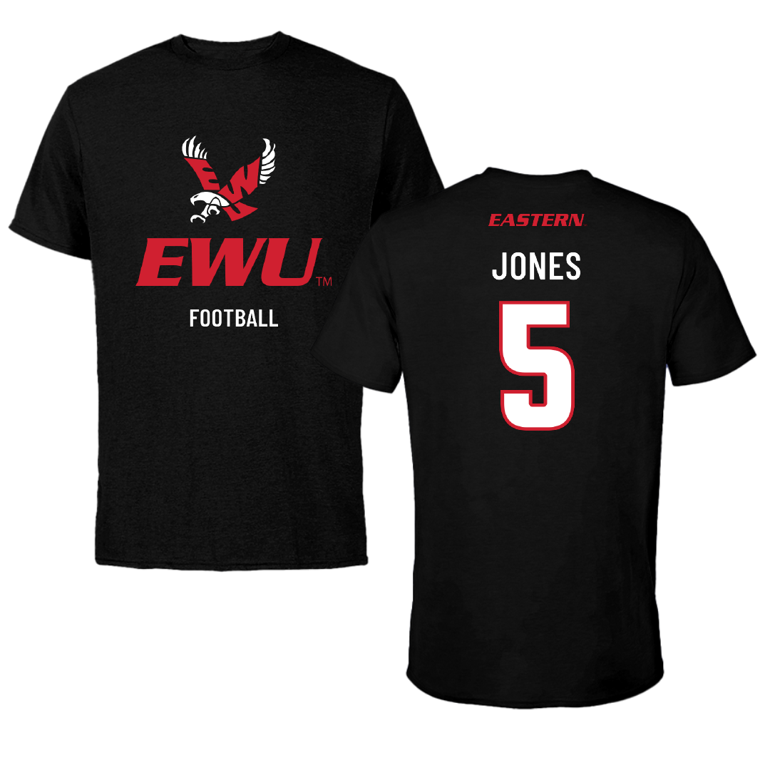 Eastern Washington University Football Black EWU Tee - #5 Zion Jones