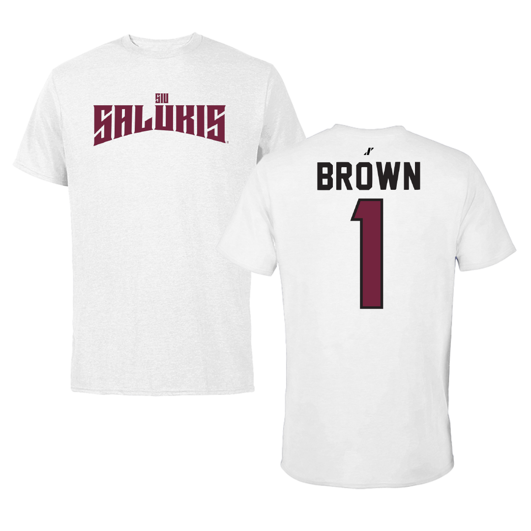 Southern Illinois University at Carbondale Basketball White Classic Tee - #1 Tyranny Brown