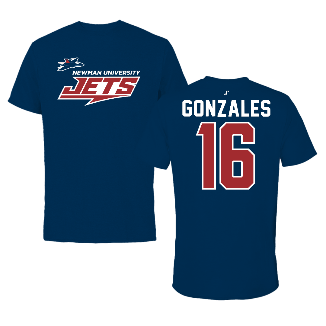 Newman University Soccer Navy General Tee - #16 Damian Gonzales