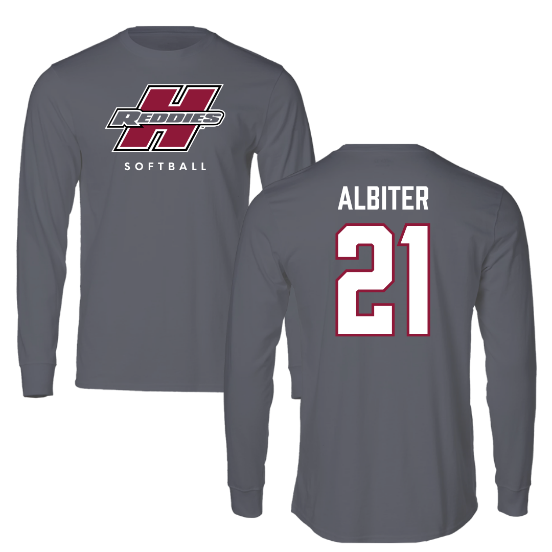 Henderson State University Softball Gray Performance Long Sleeve - #21 Jay Albiter