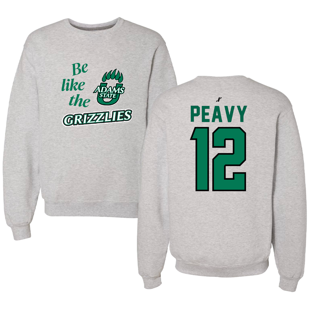 Adams State University Basketball Light Gray Be Like Us Crewneck - #12 Daisha Peavy