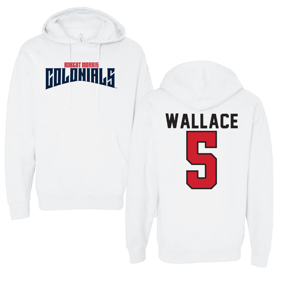 Robert Morris University Football White Classic Hoodie - #5 Artrell Wallace