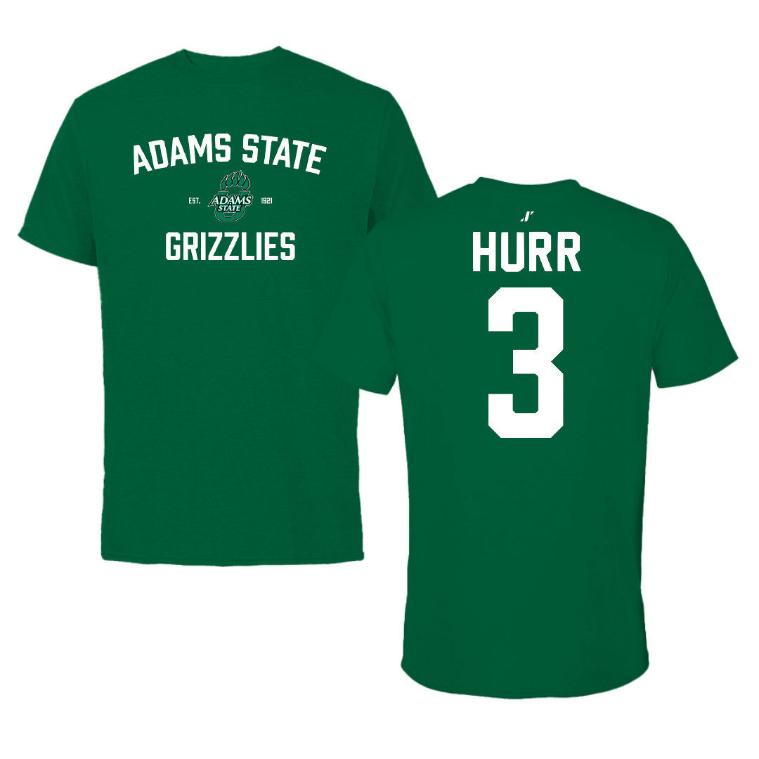 Adams State University Basketball Green General Performance Tee - #3 Alex Hurr