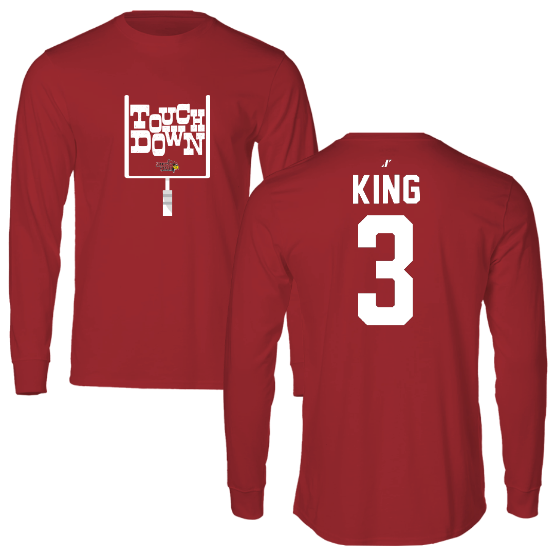 Illinois State University Football Canvas Red Touchdown Long Sleeve - #3 Mason King