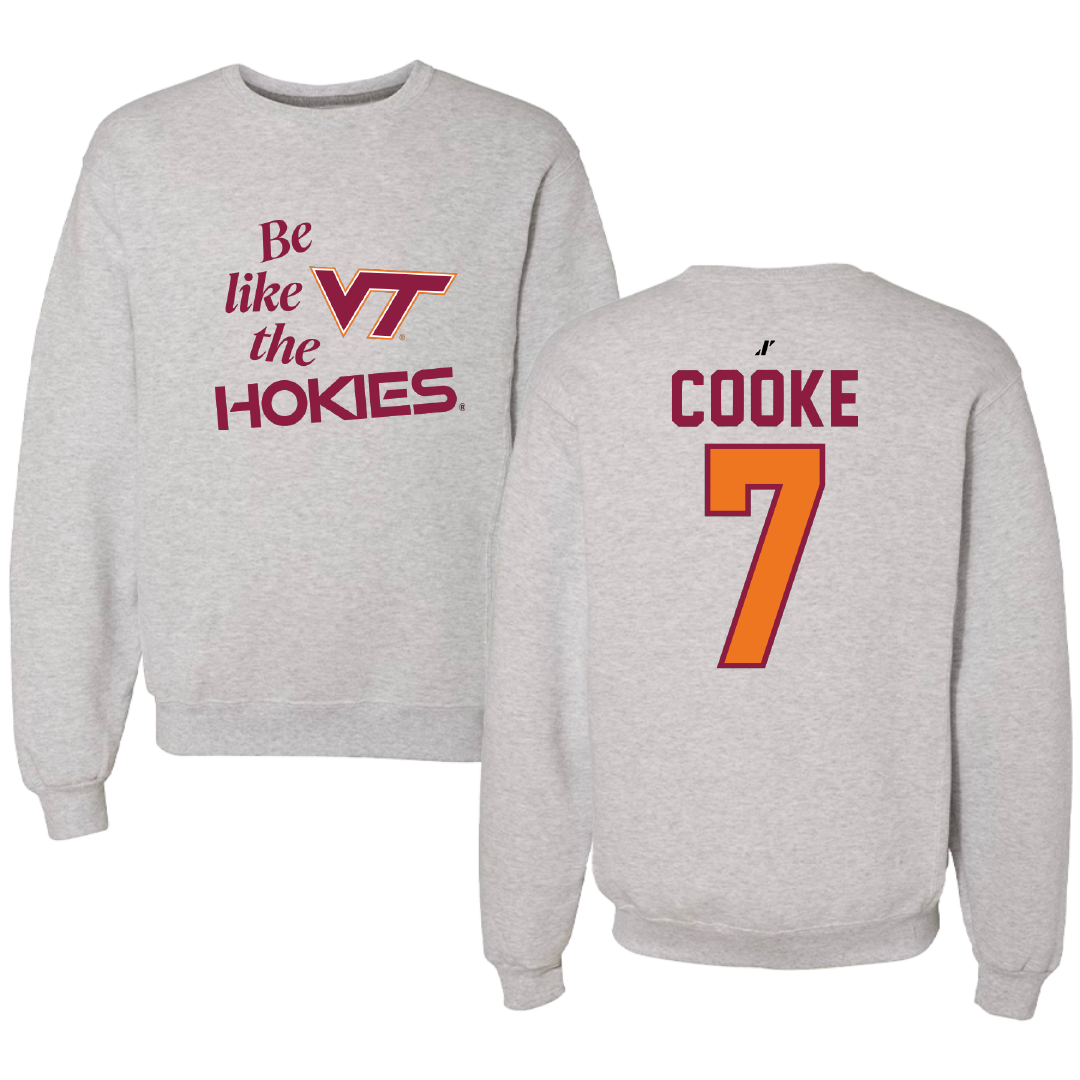 Virginia Tech Baseball Light Gray Be Like Us Crewneck - #7 Henry Cooke
