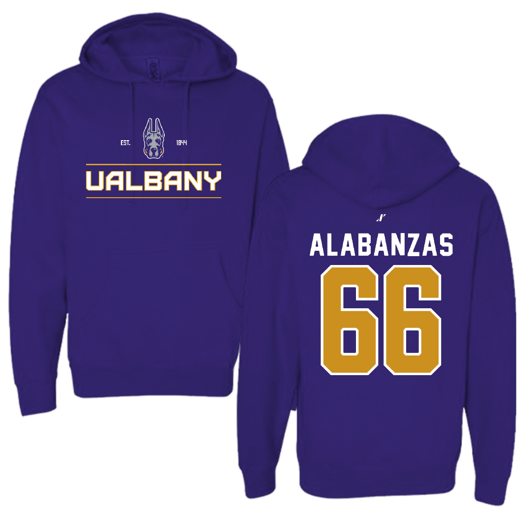 University at Albany Football Purple General Hoodie - #66 Christopher Alabanzas