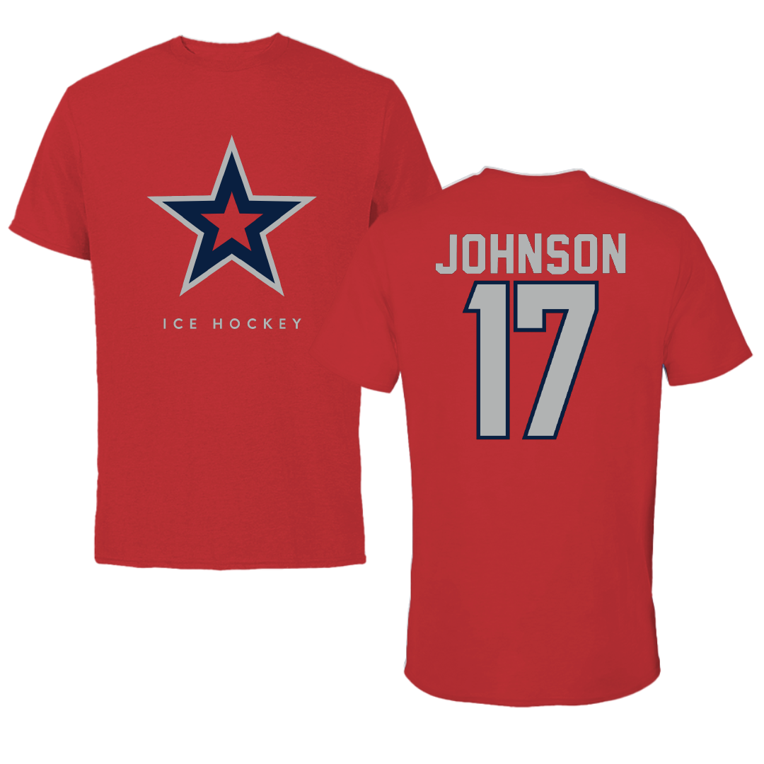 Robert Morris University Ice Hockey Red Performance Tee - #17 Patrick Johnson