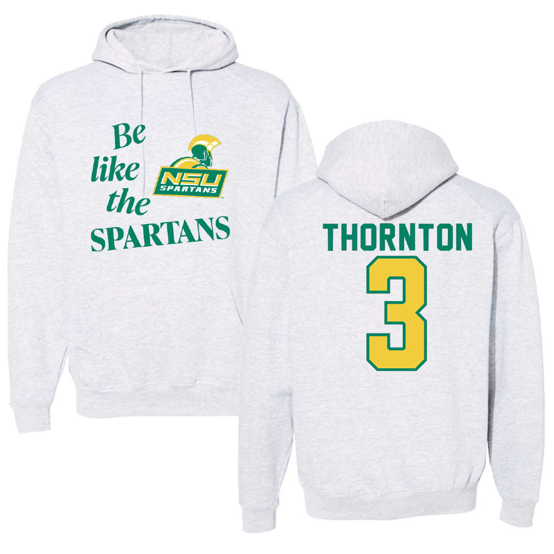 Norfolk State University Lacrosse Light Gray Be Like Us Hoodie - #3 Nasir Thornton