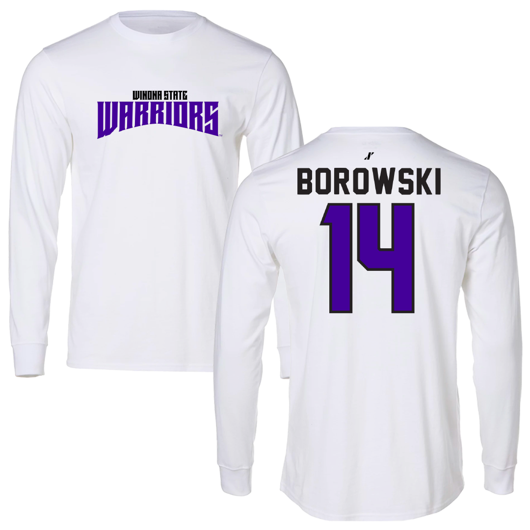 Winona State University Basketball White Classic Long Sleeve - #14 Ty Borowski