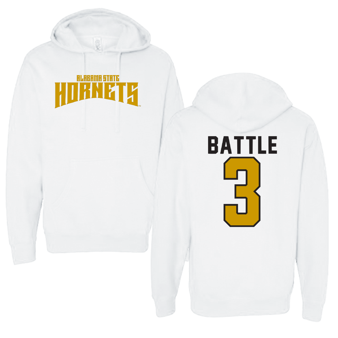 Alabama State University Volleyball White Classic Hoodie - #3 Norielle Battle
