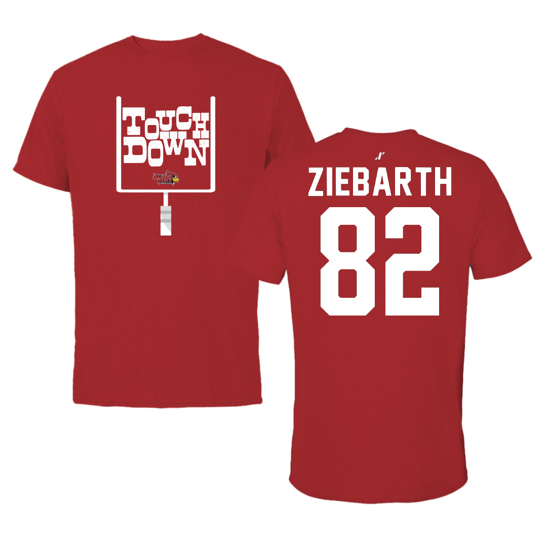 Illinois State University Football Canvas Red Touchdown Tee - #82 Max Ziebarth