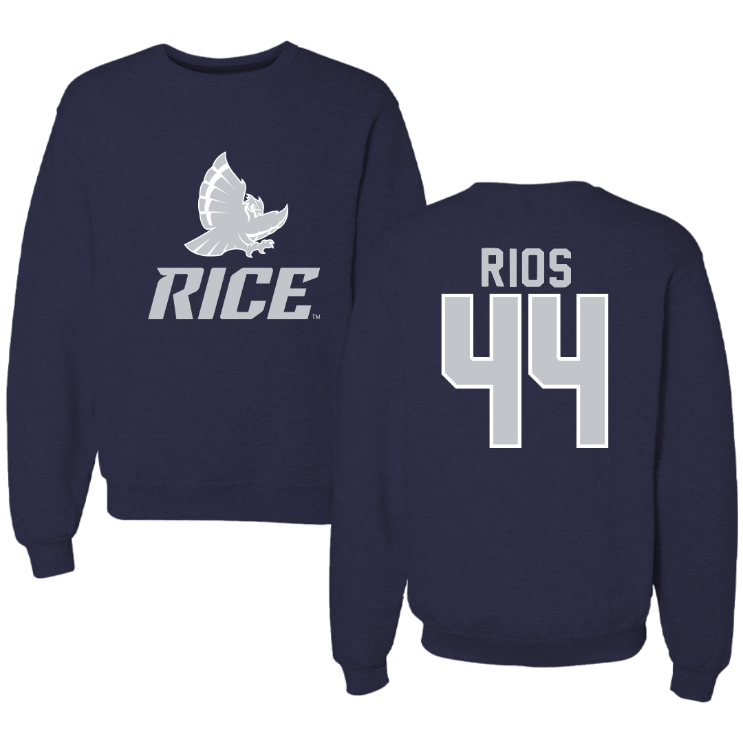 Rice University Baseball Navy Crewneck - #44 Lorenzo Rios