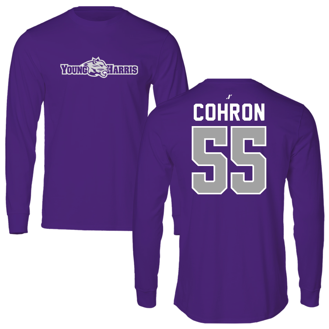 Young Harris College Lacrosse Purple Long Sleeve - #55 Trey Cohron