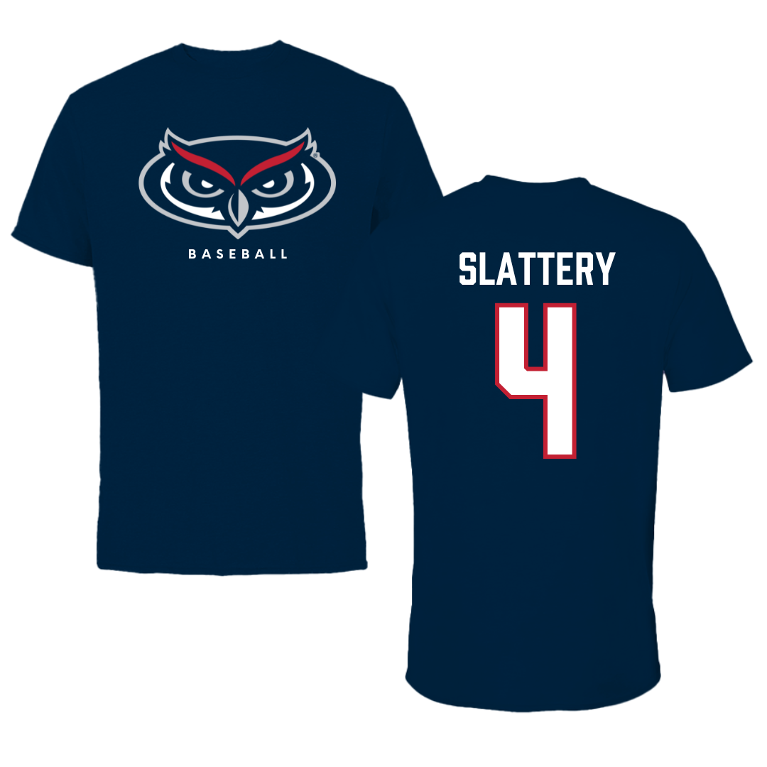 Florida Atlantic University Baseball Navy Mascot Tee - #4 Joseph Slattery