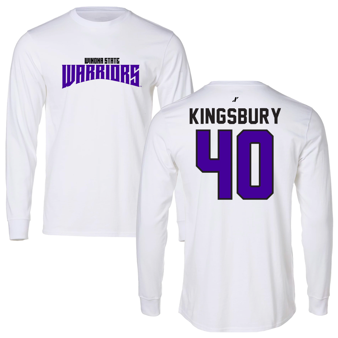 Winona State University Football White Classic Performance Long Sleeve - #40 Ben Kingsbury